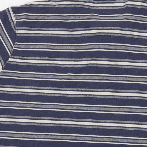 Boston Crew Mens Blue Striped Cotton Polo Size XL Collared Button