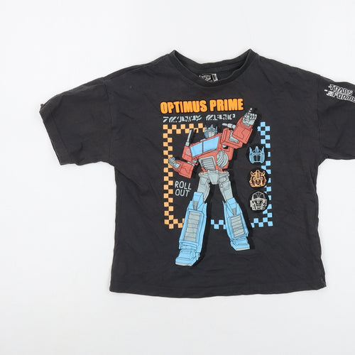 Transformers Boys Grey Cotton Basic T-Shirt Size 6-7 Years Crew Neck Pullover