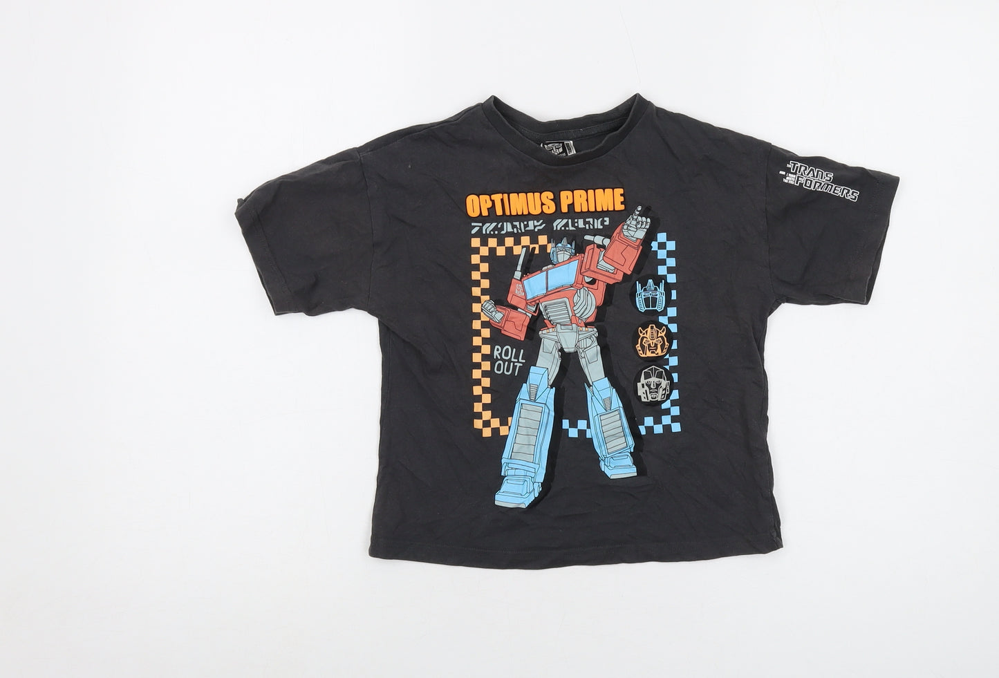 Transformers Boys Grey Cotton Basic T-Shirt Size 6-7 Years Crew Neck Pullover