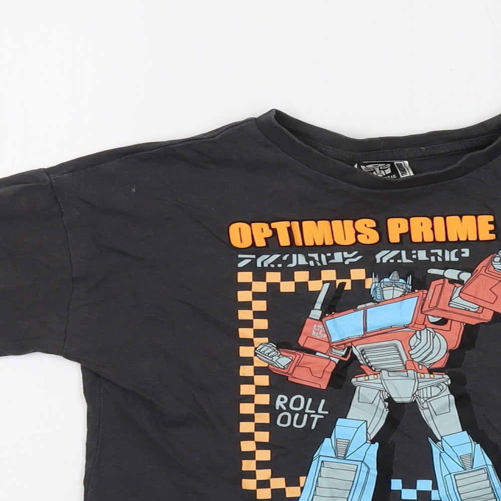 Transformers Boys Grey Cotton Basic T-Shirt Size 6-7 Years Crew Neck Pullover