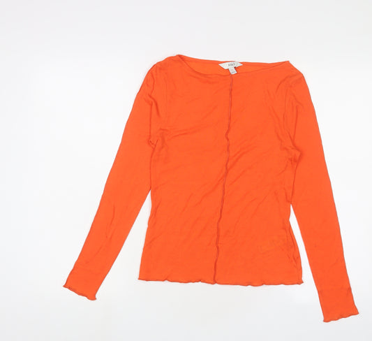 Marks and Spencer Womens Orange Polyester Basic T-Shirt Size 12 Boat Neck