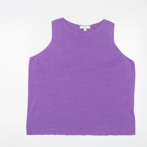 Marks and Spencer Womens Purple Viscose Basic Tank Size 22 Scoop Neck