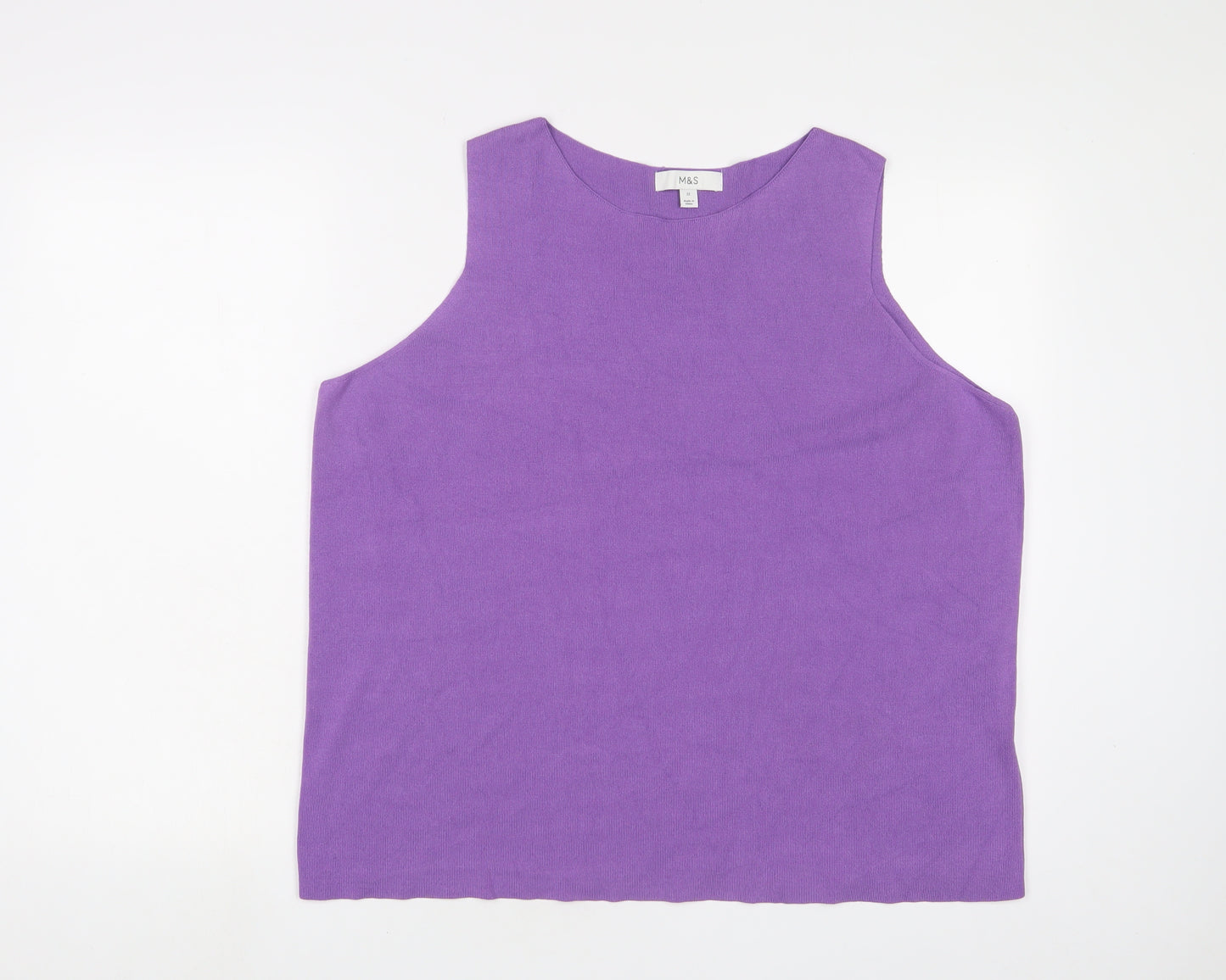 Marks and Spencer Womens Purple Viscose Basic Tank Size 22 Scoop Neck