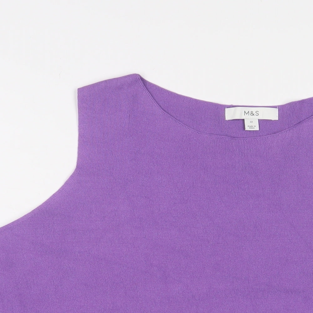 Marks and Spencer Womens Purple Viscose Basic Tank Size 22 Scoop Neck