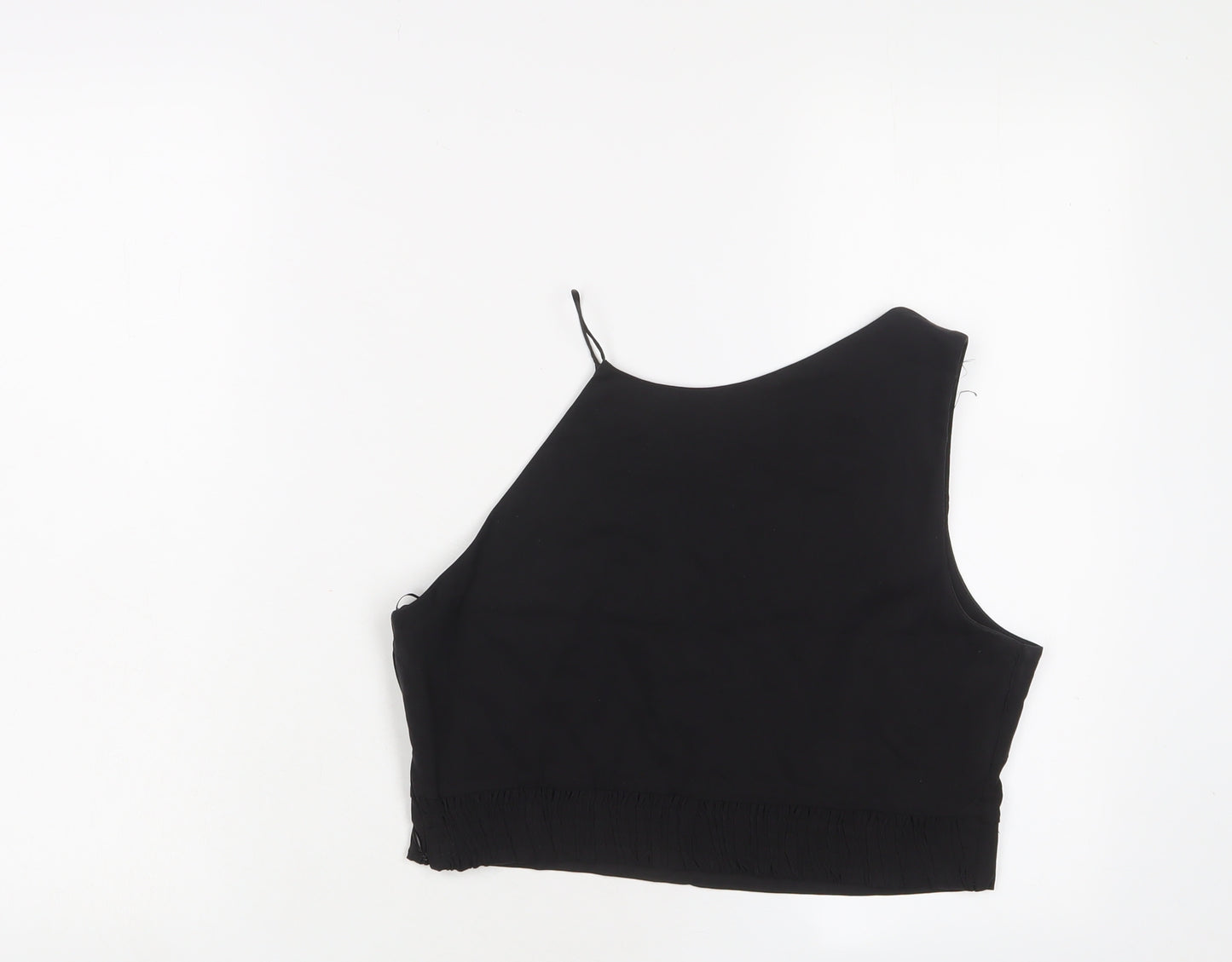 Zara Womens Black Cotton Cropped Tank Size S Boat Neck