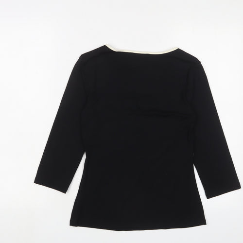 Marks and Spencer Womens Black Viscose Basic T-Shirt Size 10 V-Neck