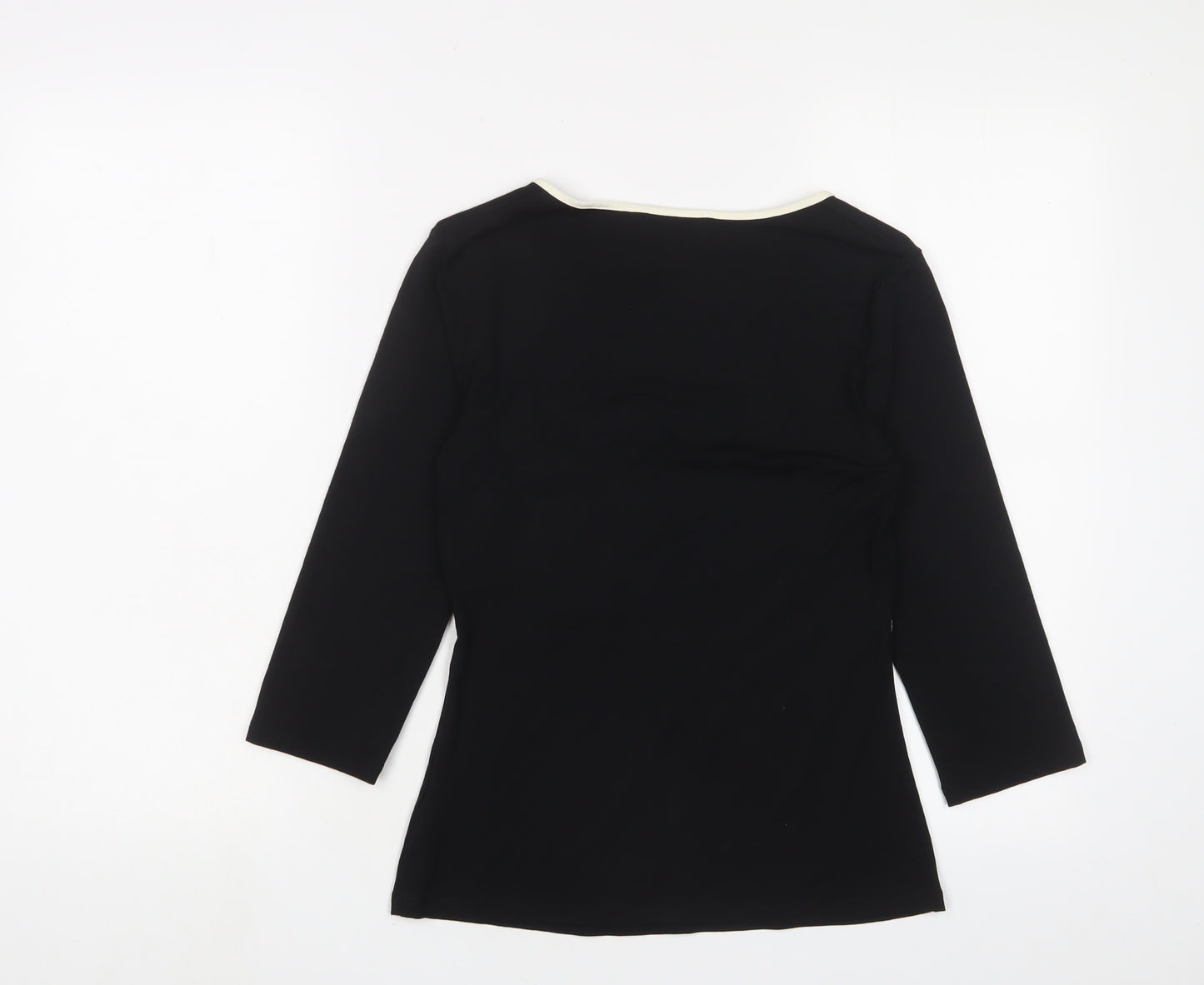 Marks and Spencer Womens Black Viscose Basic T-Shirt Size 10 V-Neck