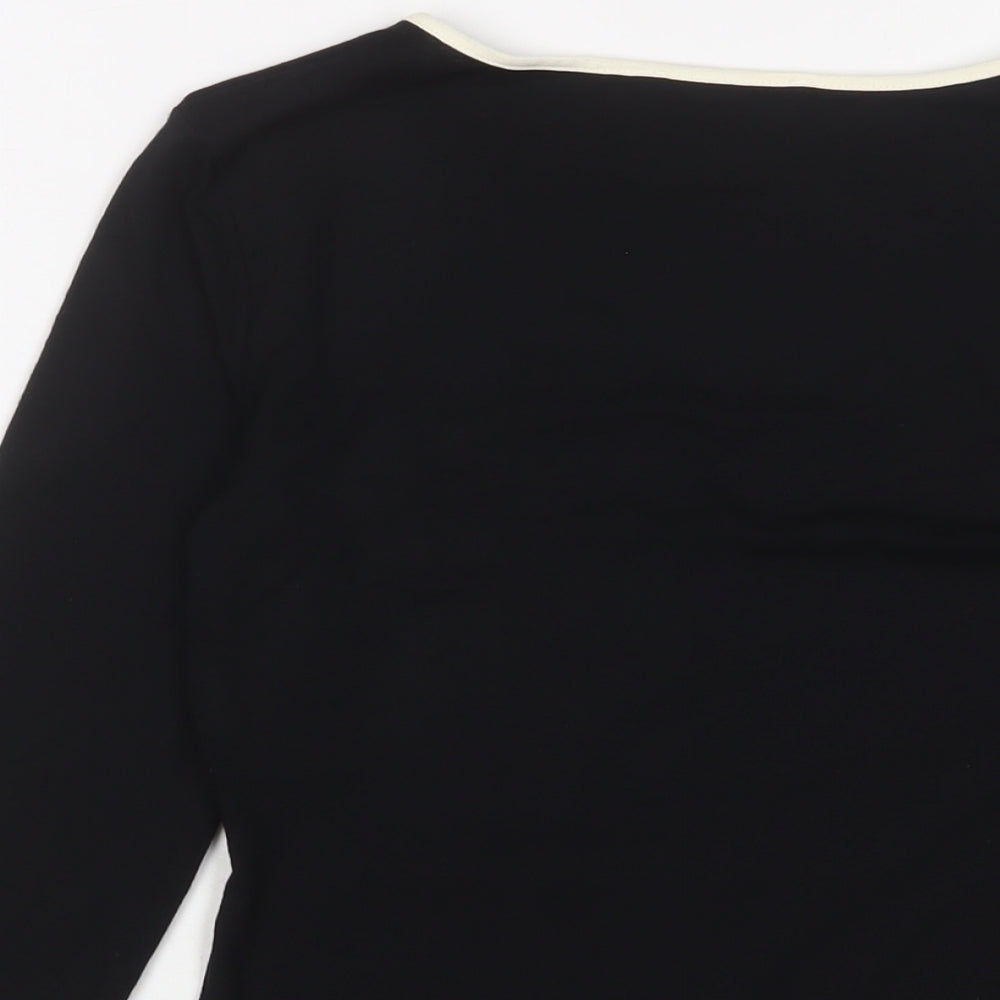 Marks and Spencer Womens Black Viscose Basic T-Shirt Size 10 V-Neck