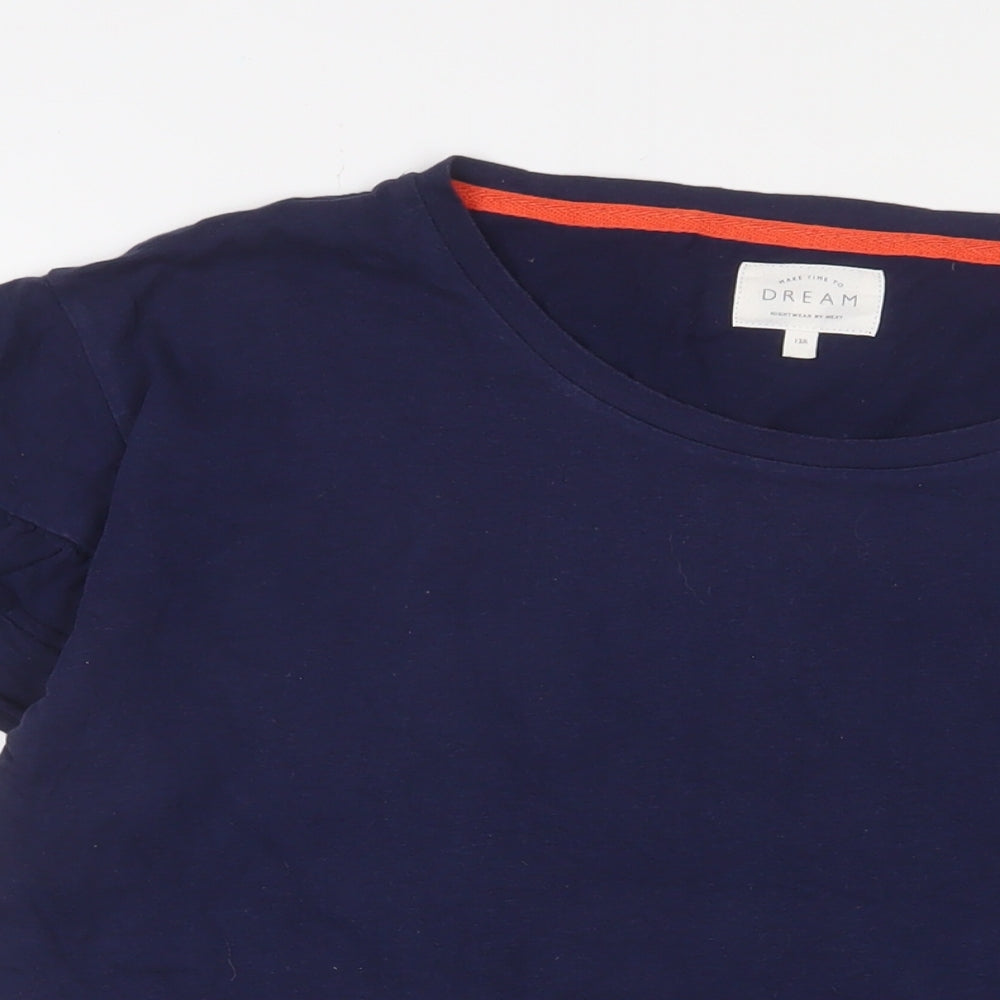Marks and Spencer Womens Blue Solid Cotton Top Pyjama Top Size 12