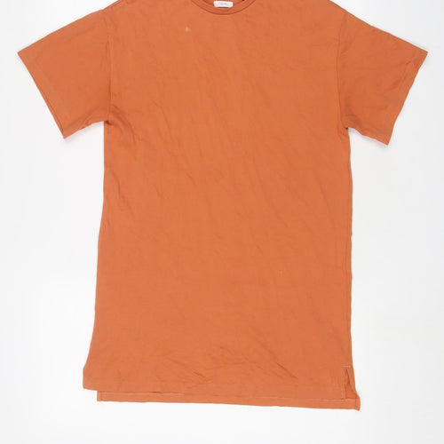 NEXT Girls Orange Cotton T-Shirt Dress Size 10 Years Crew Neck Pullover