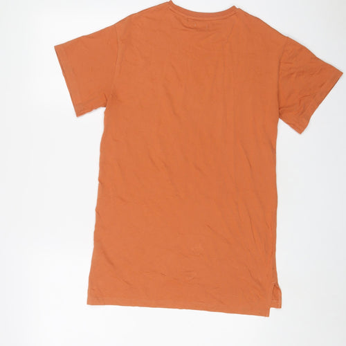 NEXT Girls Orange Cotton T-Shirt Dress Size 10 Years Crew Neck Pullover