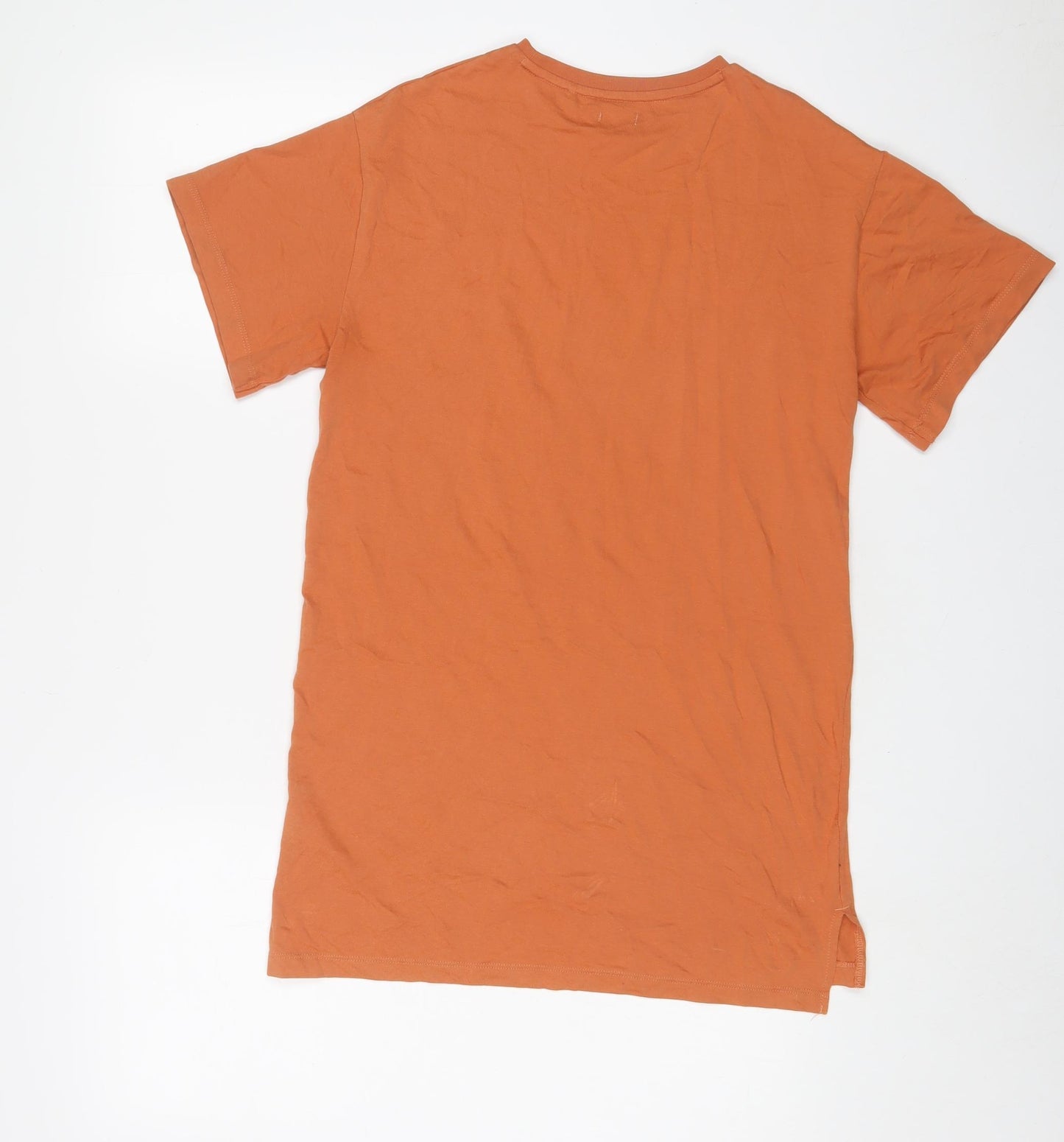 NEXT Girls Orange Cotton T-Shirt Dress Size 10 Years Crew Neck Pullover