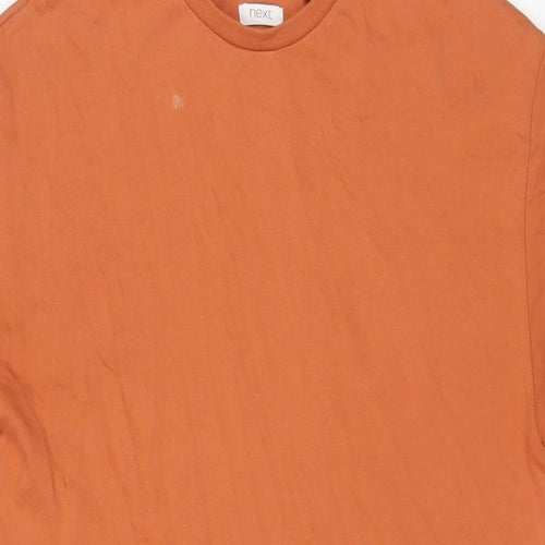 NEXT Girls Orange Cotton T-Shirt Dress Size 10 Years Crew Neck Pullover