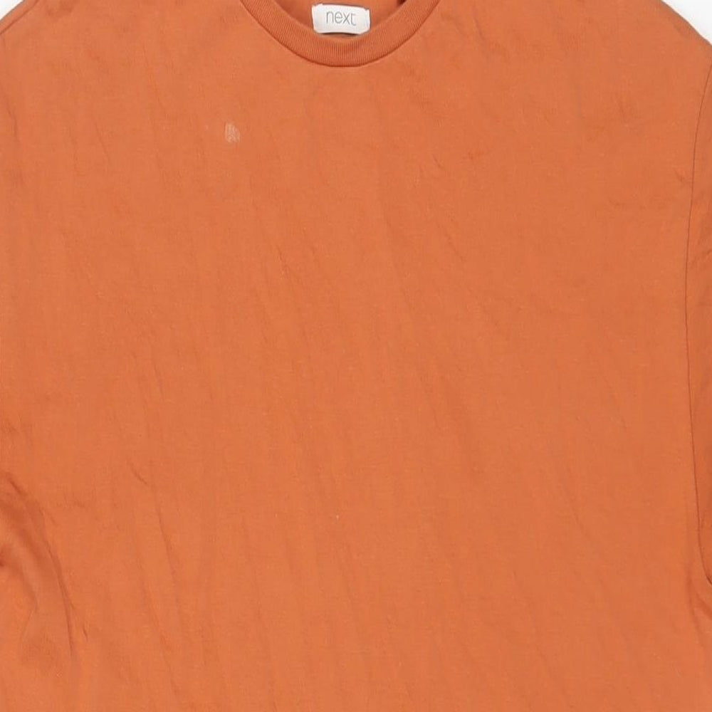 NEXT Girls Orange Cotton T-Shirt Dress Size 10 Years Crew Neck Pullover