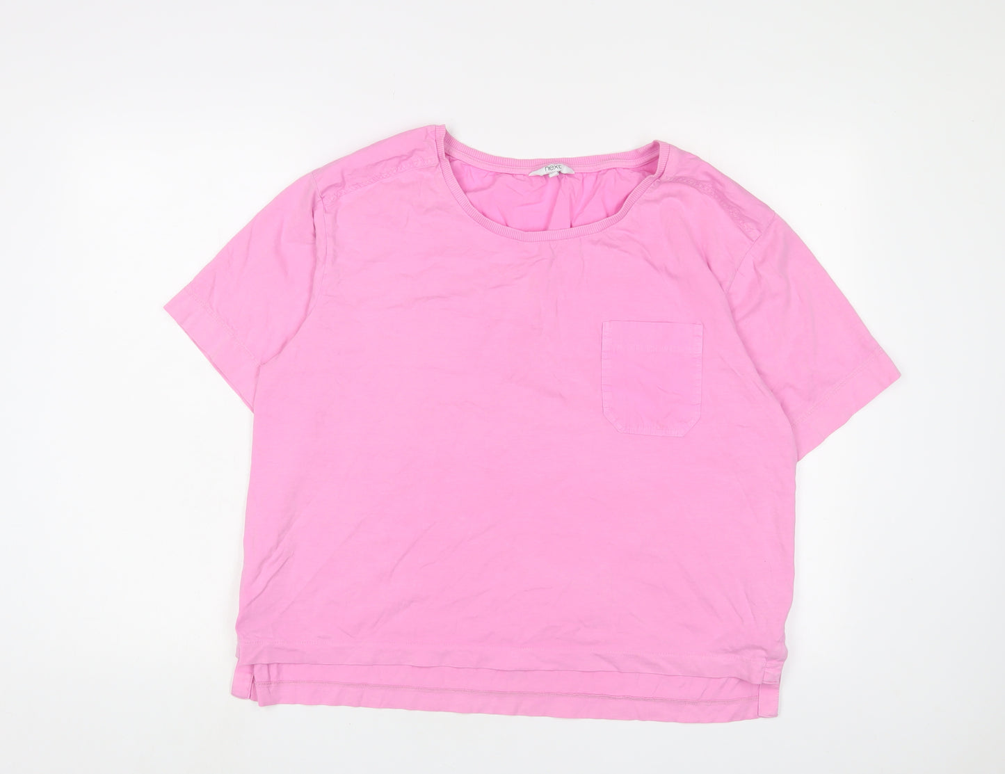 NEXT Womens Pink Cotton Basic T-Shirt Size 18 Crew Neck