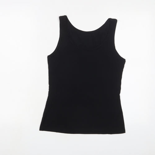 Marks and Spencer Womens Black Modal Basic Tank Size 10 Scoop Neck