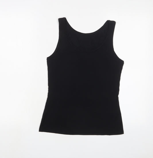 Marks and Spencer Womens Black Modal Basic Tank Size 10 Scoop Neck