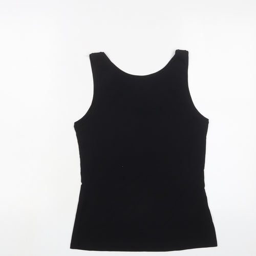 Marks and Spencer Womens Black Modal Basic Tank Size 10 Scoop Neck