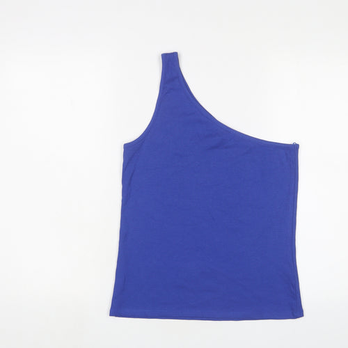 Marks and Spencer Womens Blue Cotton Basic Tank Size 16 One Shoulder