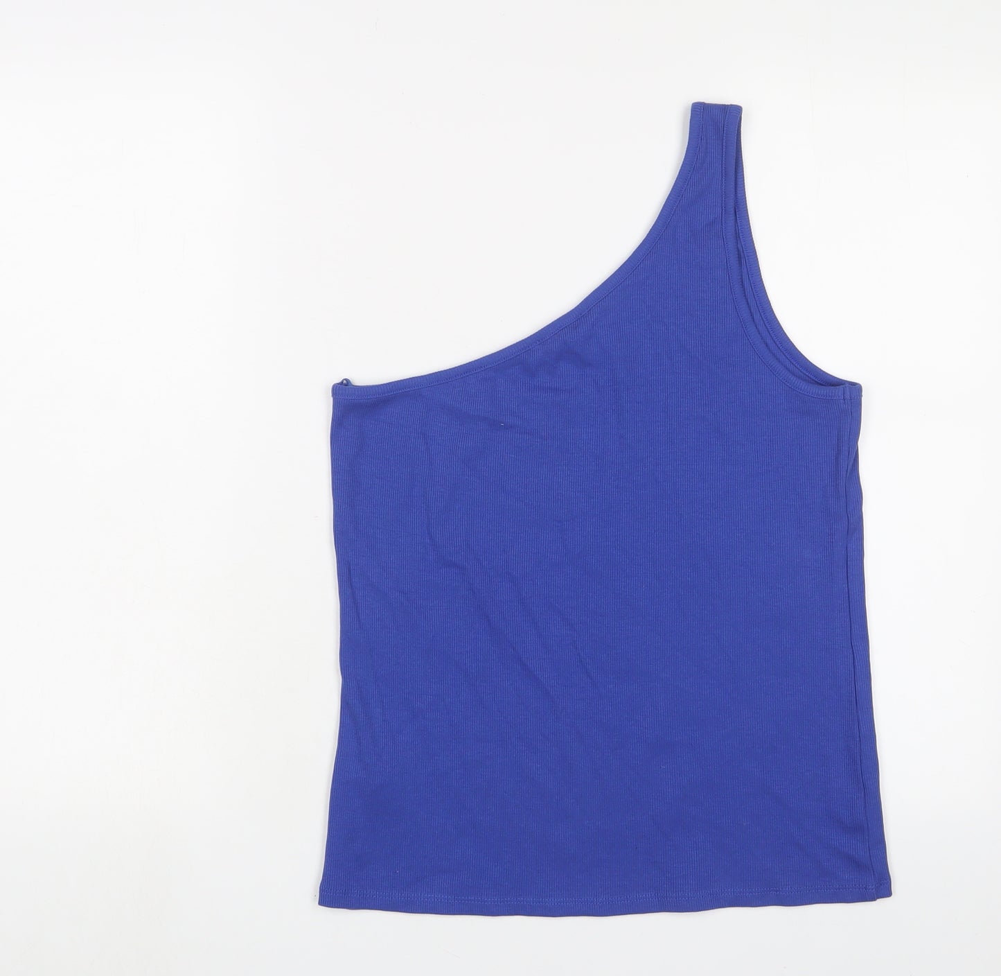 Marks and Spencer Womens Blue Cotton Basic Tank Size 16 One Shoulder