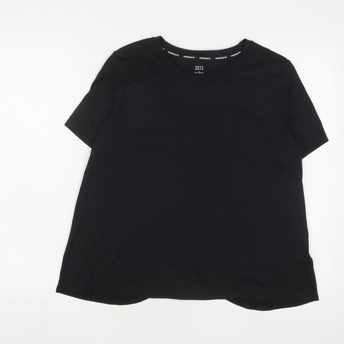 GOODMOVE Womens Black Polyester Basic T-Shirt Size 16 Crew Neck Pullover
