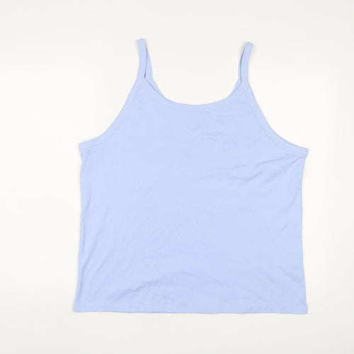 Marks and Spencer Womens Blue Cotton Camisole Tank Size 24 Scoop Neck