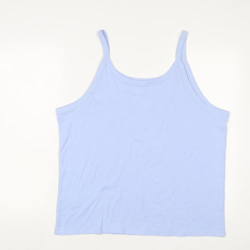 Marks and Spencer Womens Blue Cotton Camisole Tank Size 24 Scoop Neck