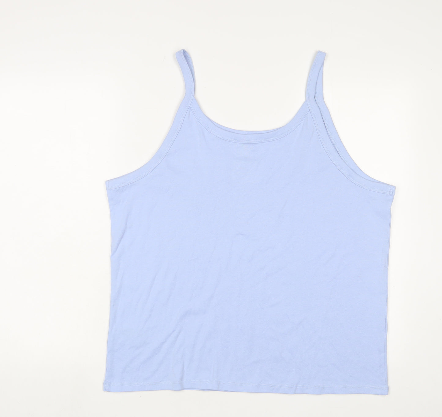 Marks and Spencer Womens Blue Cotton Camisole Tank Size 24 Scoop Neck