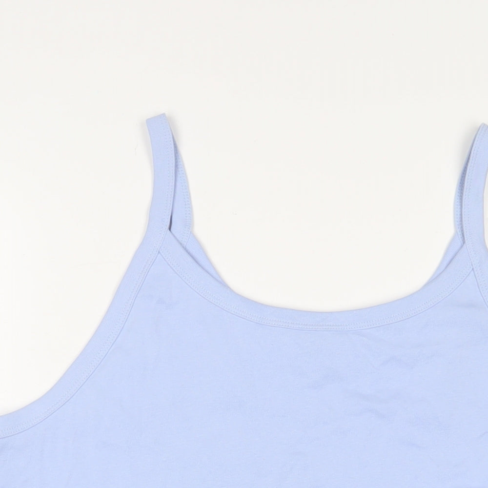 Marks and Spencer Womens Blue Cotton Camisole Tank Size 24 Scoop Neck