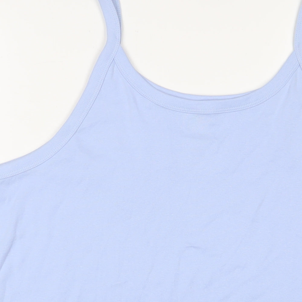 Marks and Spencer Womens Blue Cotton Camisole Tank Size 24 Scoop Neck