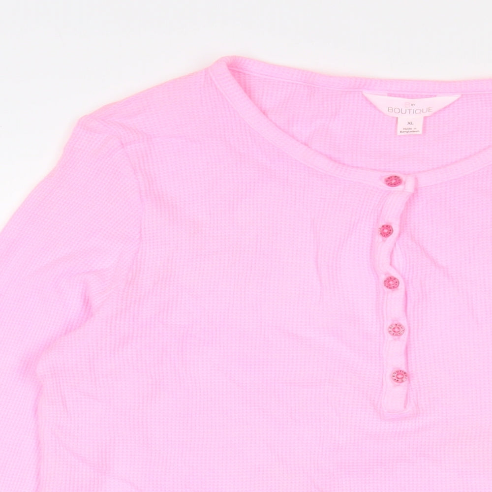 By Boutique Womens Pink Cotton Basic T-Shirt Size XL Crew Neck