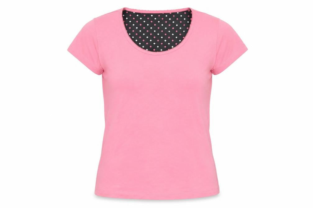 Front view of Marks & Spencer women’s pink solid cotton top pyjama top, size UK 6