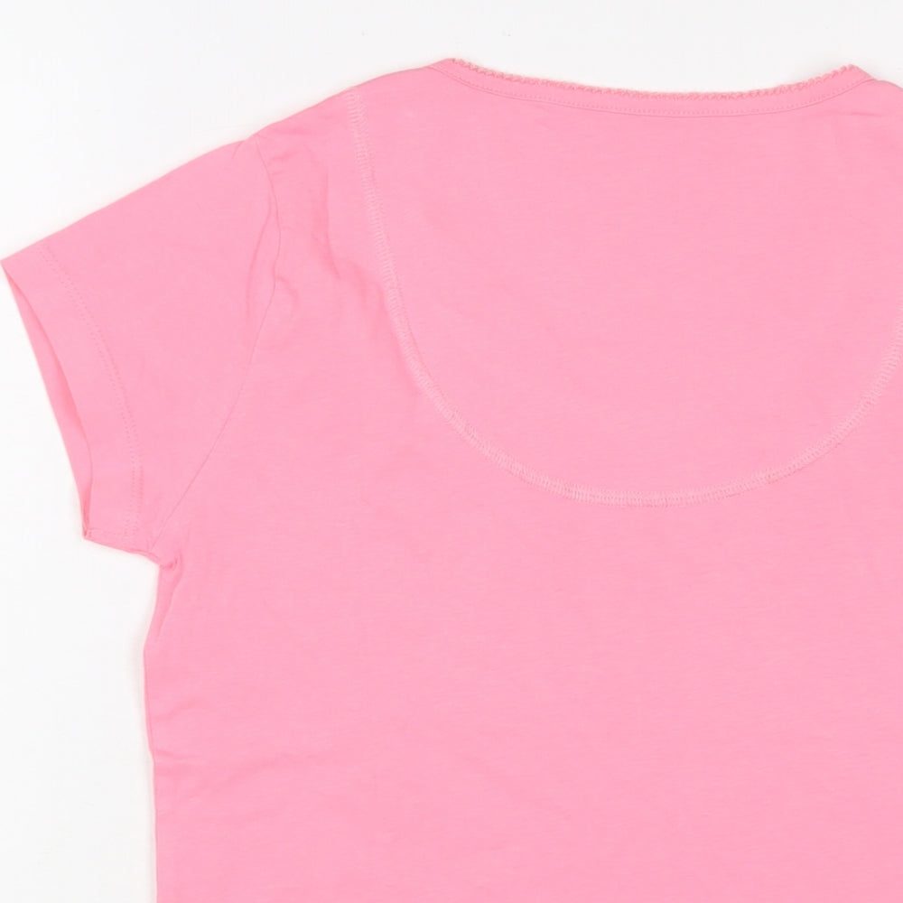 Marks and Spencer Womens Pink Solid Cotton Top Pyjama Top Size 6