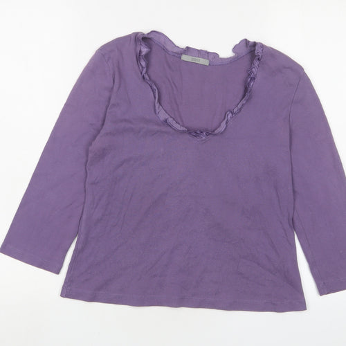 Marks and Spencer Womens Purple Cotton Basic T-Shirt Size 12 Scoop Neck