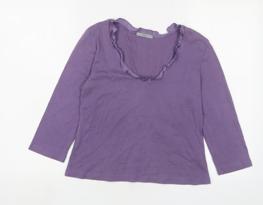 Marks and Spencer Womens Purple Cotton Basic T-Shirt Size 12 Scoop Neck