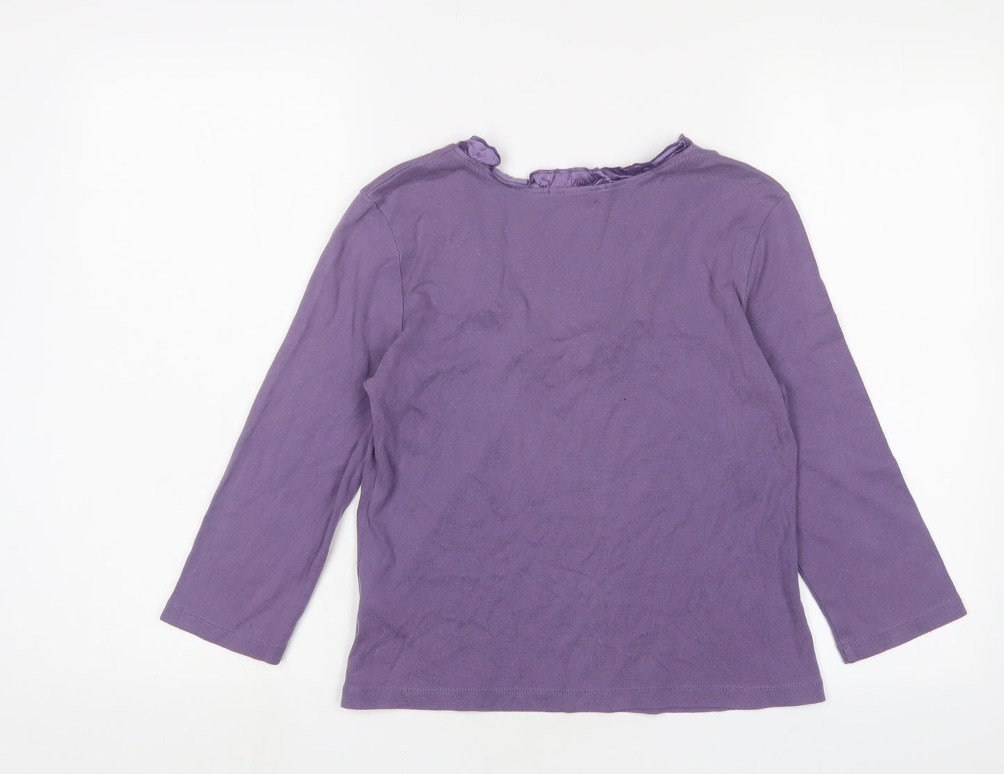 Marks and Spencer Womens Purple Cotton Basic T-Shirt Size 12 Scoop Neck