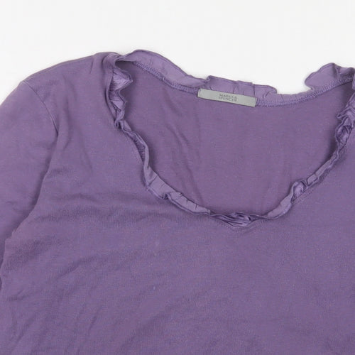 Marks and Spencer Womens Purple Cotton Basic T-Shirt Size 12 Scoop Neck