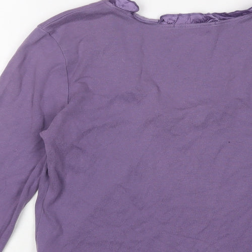 Marks and Spencer Womens Purple Cotton Basic T-Shirt Size 12 Scoop Neck