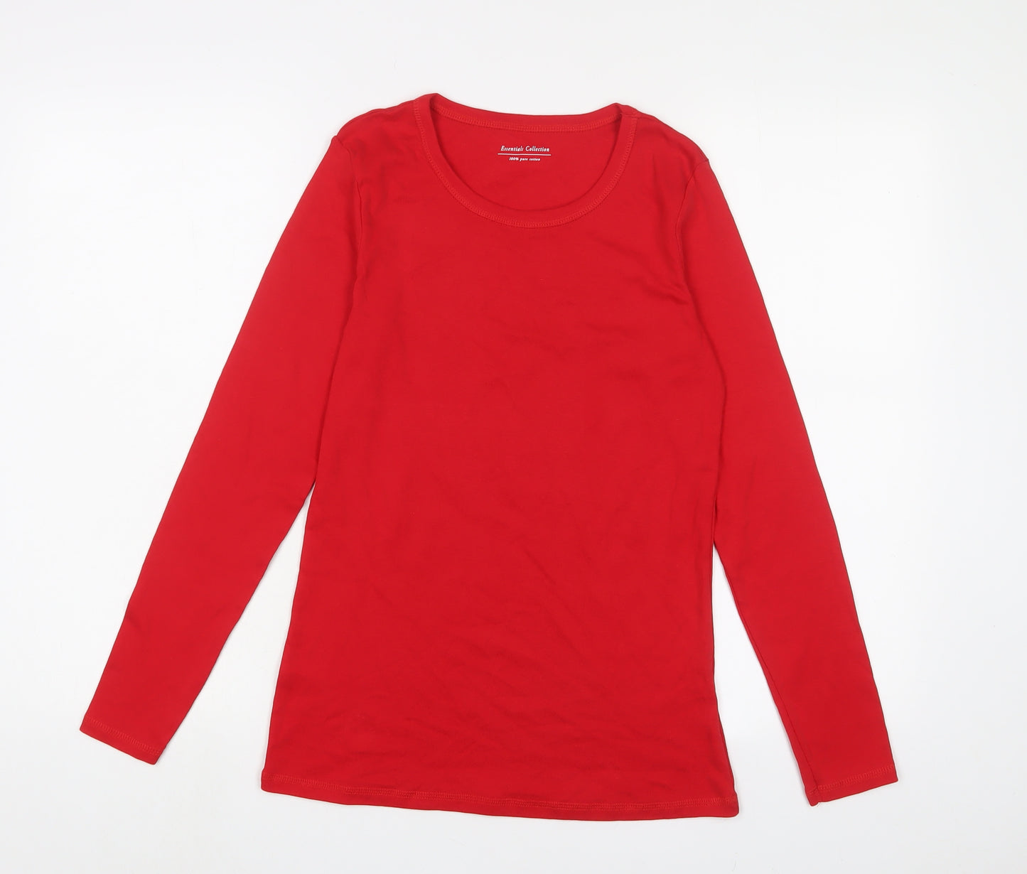 Marks and Spencer Womens Red Cotton Basic T-Shirt Size 12 Crew Neck