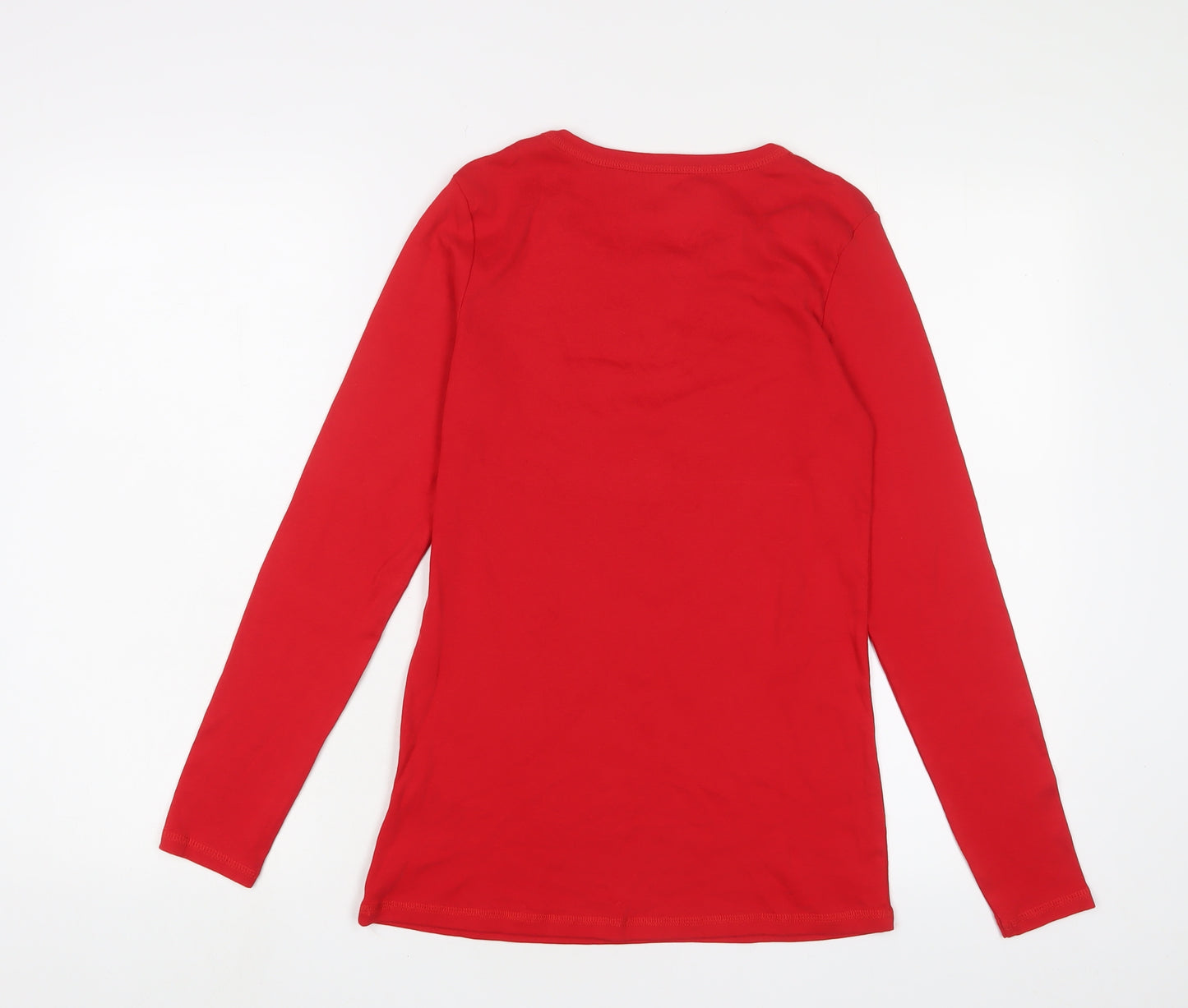 Marks and Spencer Womens Red Cotton Basic T-Shirt Size 12 Crew Neck