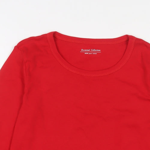 Marks and Spencer Womens Red Cotton Basic T-Shirt Size 12 Crew Neck