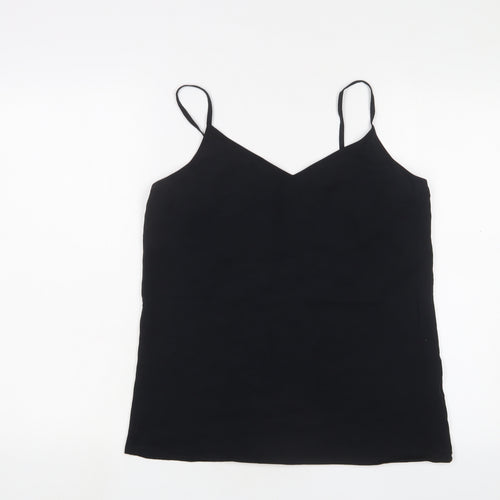 Marks and Spencer Womens Black Cotton Camisole Tank Size 20 V-Neck