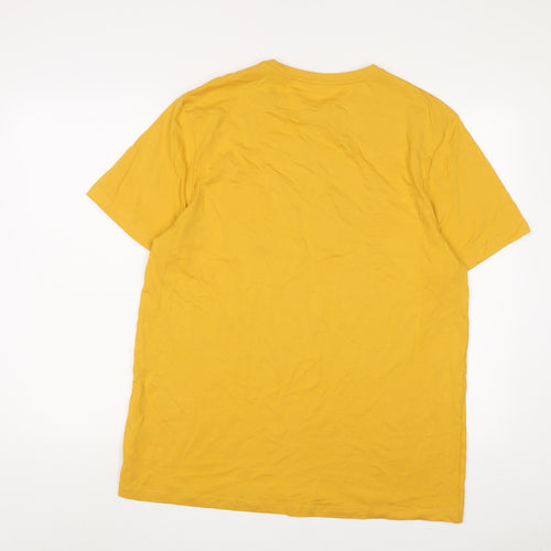 New Look Mens Yellow Cotton T-Shirt Size L Crew Neck - I can order for you