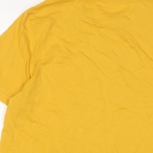 New Look Mens Yellow Cotton T-Shirt Size L Crew Neck - I can order for you