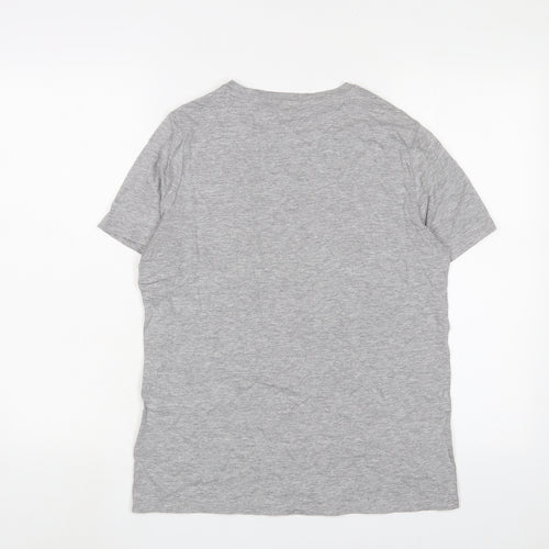 New Look Womens Grey Cotton Basic T-Shirt Size 10 Crew Neck - Oui Oui