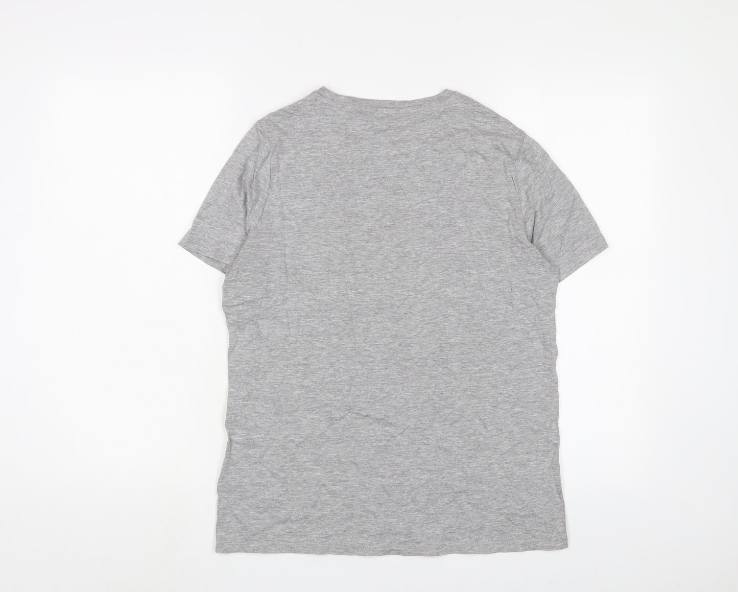 New Look Womens Grey Cotton Basic T-Shirt Size 10 Crew Neck - Oui Oui