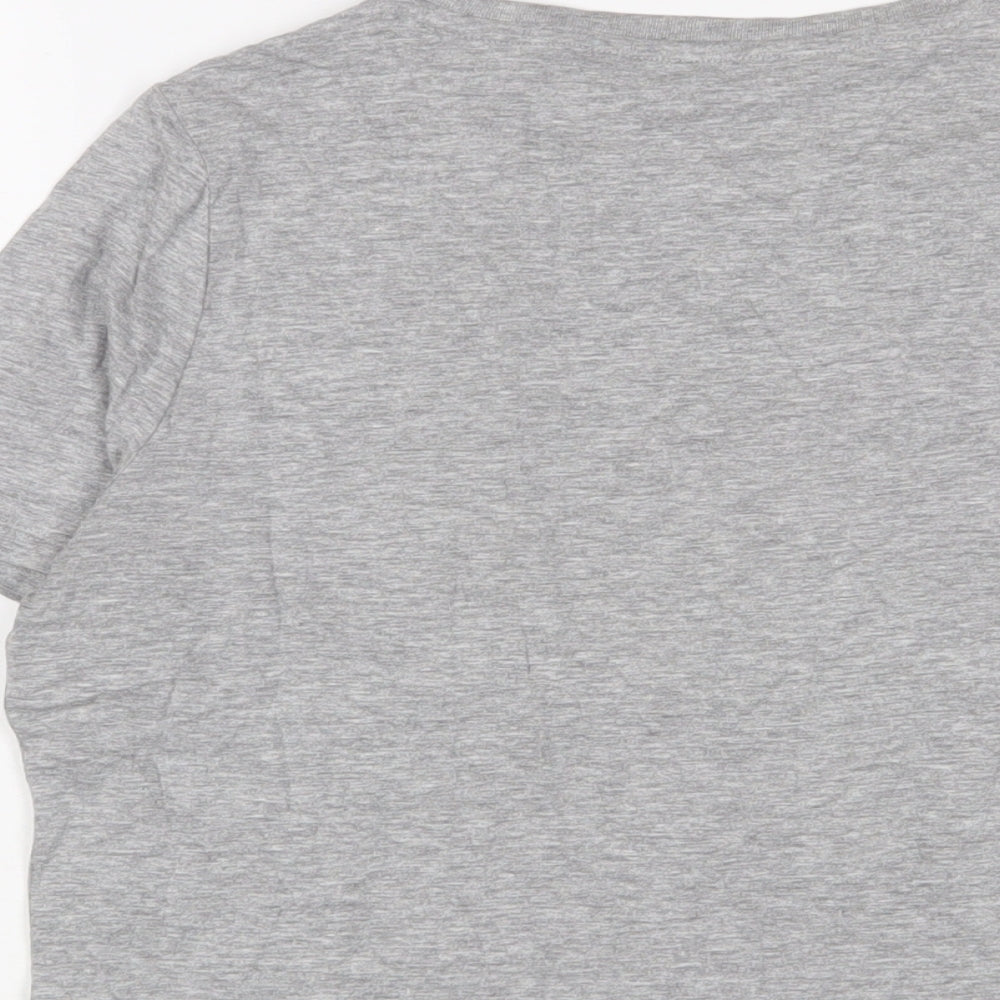 New Look Womens Grey Cotton Basic T-Shirt Size 10 Crew Neck - Oui Oui