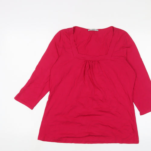 Marks and Spencer Womens Pink Viscose Basic T-Shirt Size 18 Square Neck - Pleated