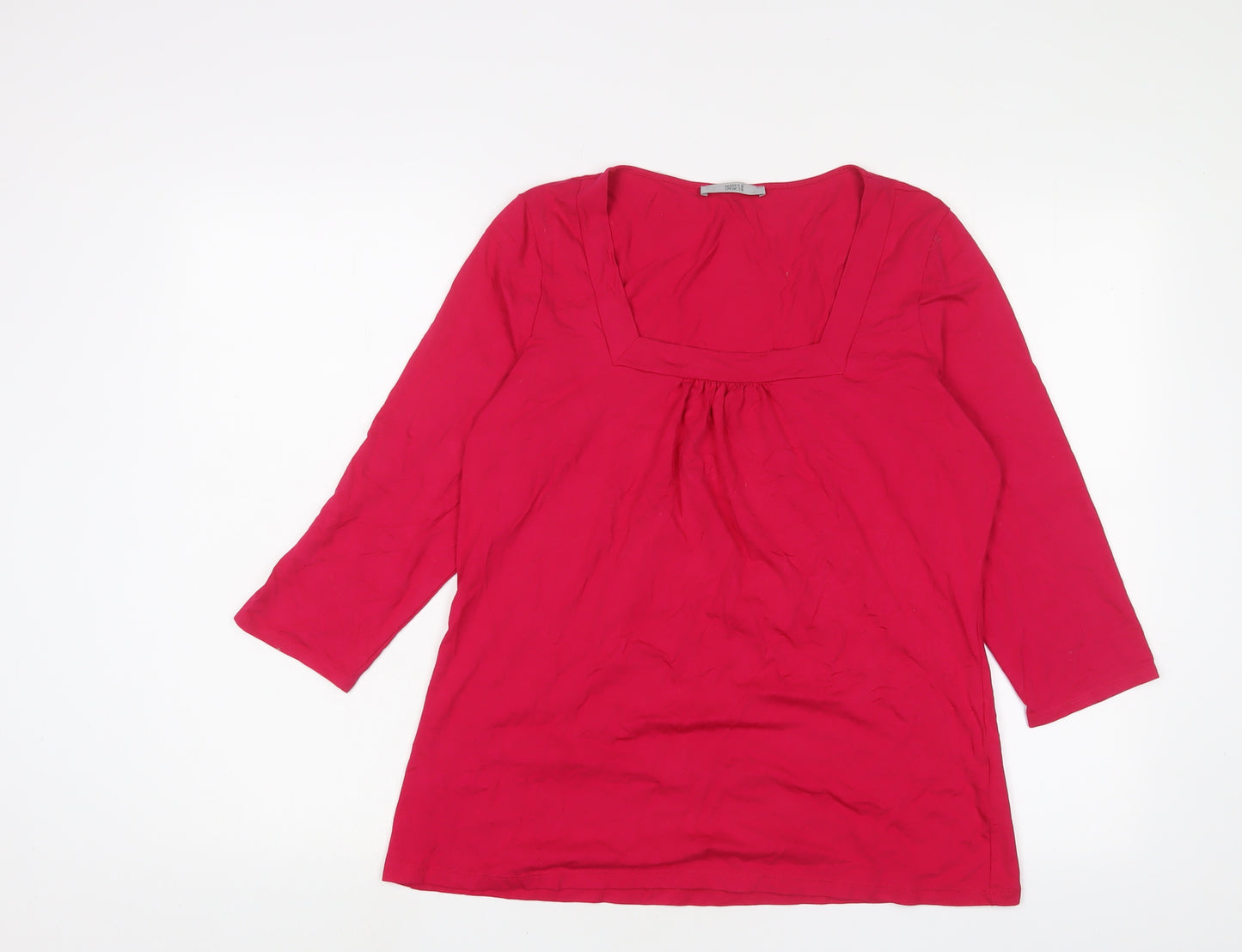 Marks and Spencer Womens Pink Viscose Basic T-Shirt Size 18 Square Neck - Pleated