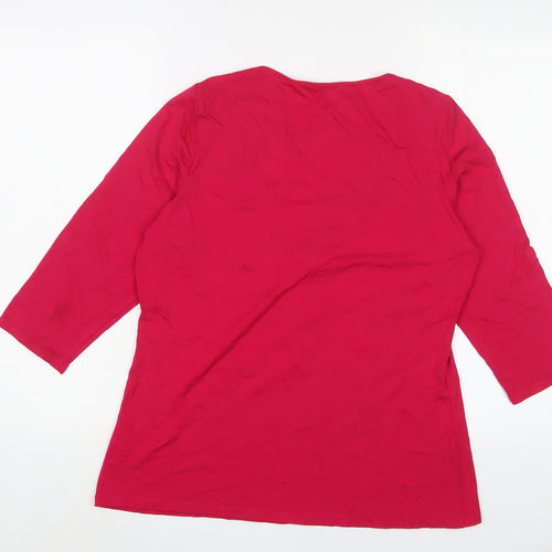 Marks and Spencer Womens Pink Viscose Basic T-Shirt Size 18 Square Neck - Pleated